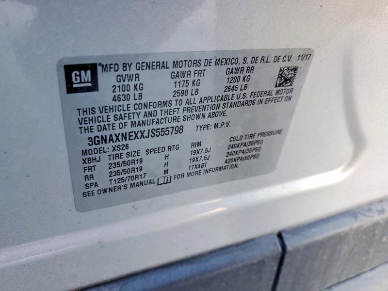 65335626 :رقم المزاد ، 3GNAXNEXXJS555798 vin ، 2018 Chevrolet Equinox مزاد بيع