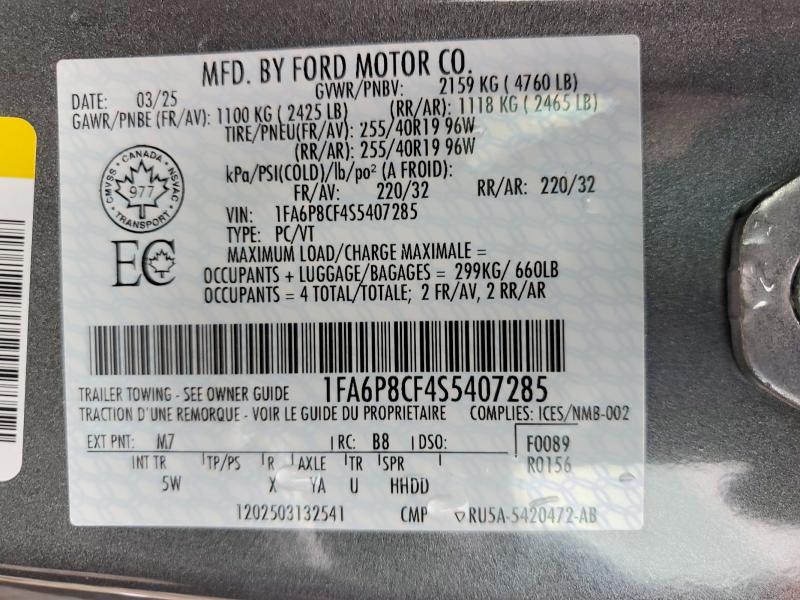 2025 Ford Mustang მანქანა იყიდება აუქციონზე, vin: 1FA6P8CF4S5407285, აუქციონის ნომერი: 65674886