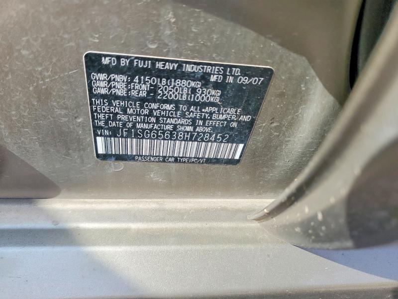 Aukcja sprzedaży 2008 Subaru Forester, vin: JF1SG65638H728452, numer aukcji: 63688696