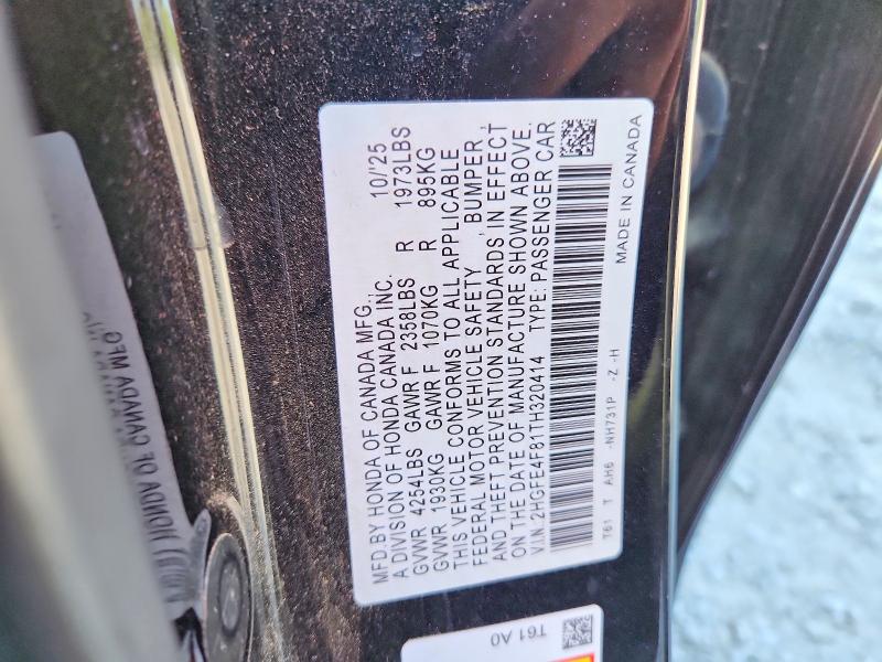 Aukcja sprzedaży 2026 Honda Civic, vin: 2HGFE4F81TH320414, numer aukcji: 67146816