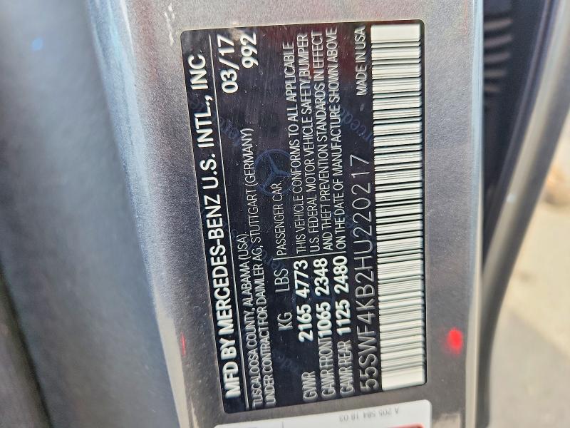 Aukcja sprzedaży 2017 Mercedes-benz C, vin: 55SWF4KB2HU220217, numer aukcji: 66669946