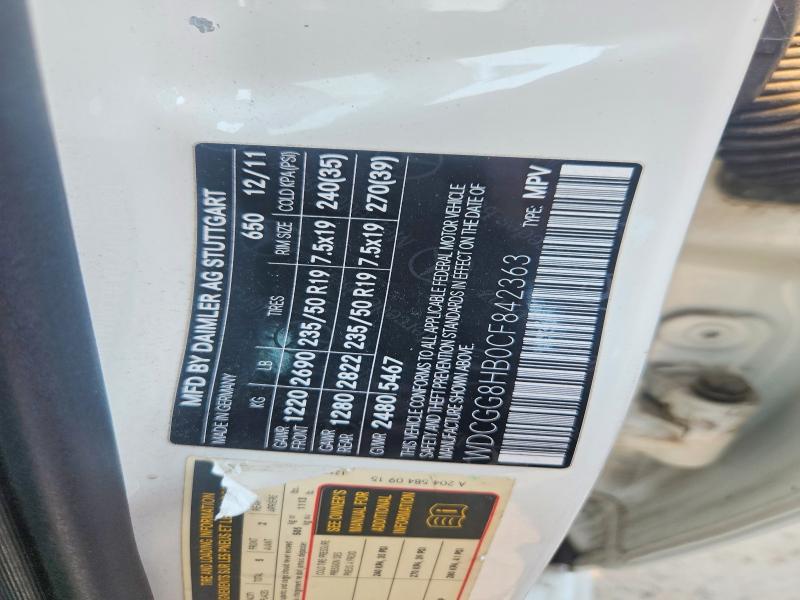 63719446 :رقم المزاد ، WDCGG8HB0CF842363 vin ، 2012 Mercedes-benz Glk مزاد بيع