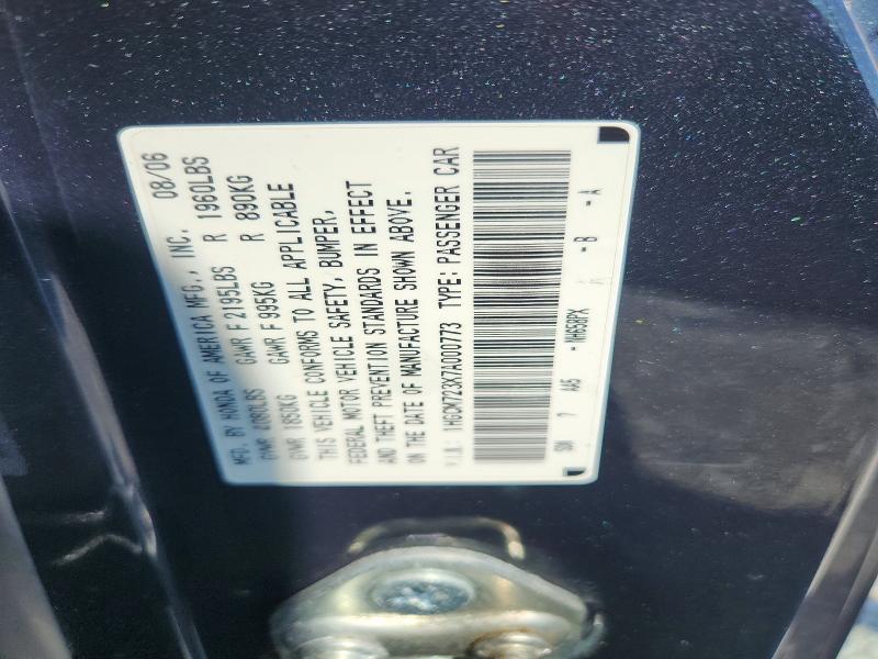 Aukcja sprzedaży 2007 Honda Accord, vin: 1HGCM723X7A000773, numer aukcji: 66908286