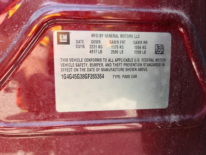 65653316 :رقم المزاد ، 1G4G45G38GF265364 vin ، 2016 Buick Lacrosse مزاد بيع