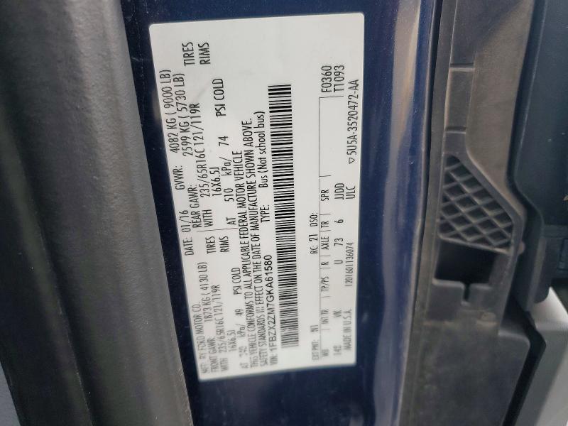 Aukcja sprzedaży 2016 Ford Transit, vin: 1FBZX2ZM7GKA61580, numer aukcji: 64969056