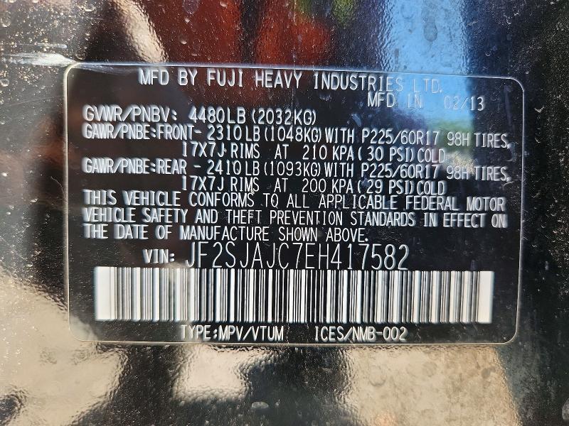 Продажа на аукционе авто 2014 Subaru Forester, vin: JF2SJAJC7EH417582, номер лота: 65402816