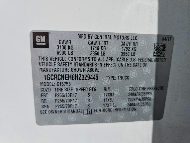 66655536 :رقم المزاد ، 1GCRCNEH8HZ329448 vin ، 2017 Chevrolet Silverado مزاد بيع