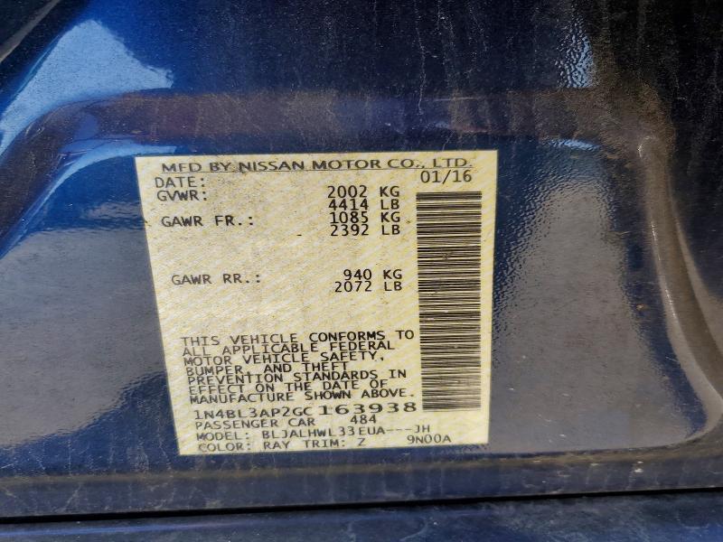 Продаж на аукціоні авто 2016 Nissan Altima, vin: 1N4BL3AP2GC163938, номер лоту: 63574986