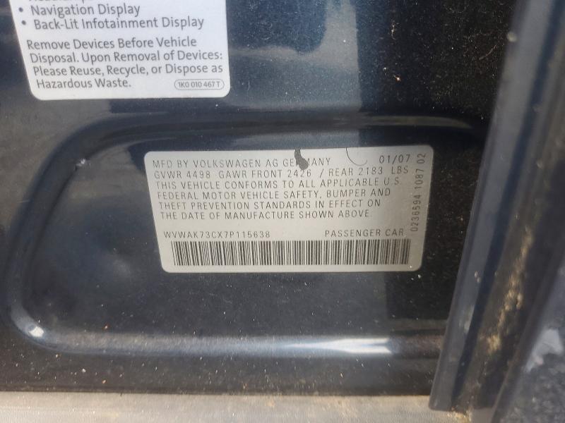 Продаж на аукціоні авто 2007 Volkswagen Passat, vin: WVWAK73CX7P115638, номер лоту: 65016376