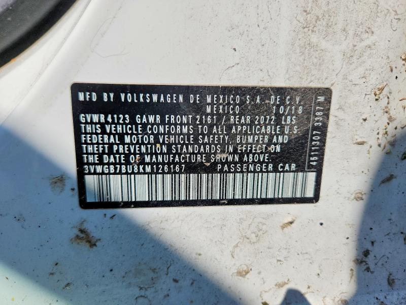 Продаж на аукціоні авто 2019 Volkswagen Jetta, vin: 3VWGB7BU8KM126167, номер лоту: 63806966
