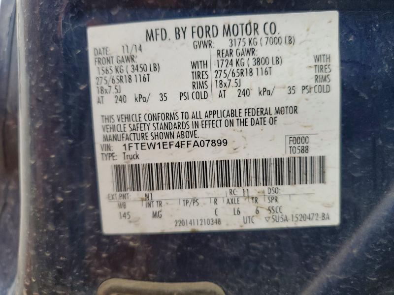 2015 Ford F150 მანქანა იყიდება აუქციონზე, vin: 1FTEW1EF4FFA07899, აუქციონის ნომერი: 64788076