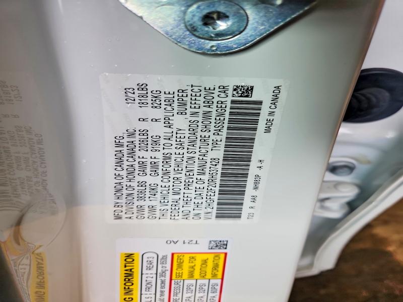 63950176 :رقم المزاد ، 2HGFE2F20RH537428 vin ، 2024 Honda Civic مزاد بيع