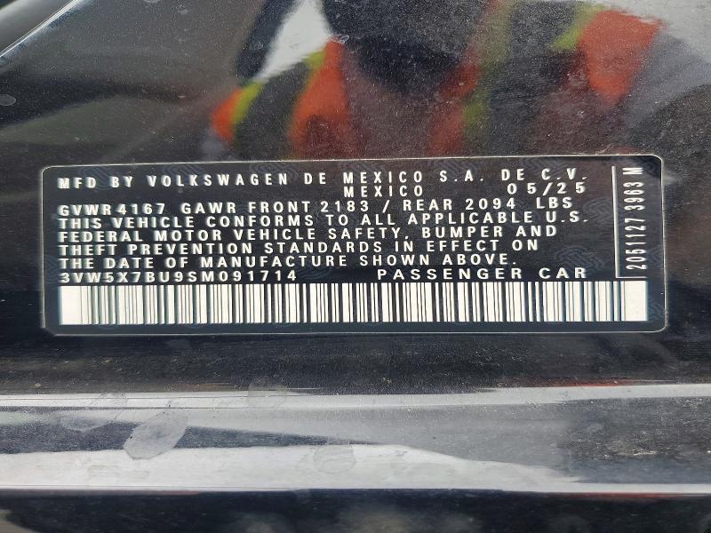 2025 Volkswagen Jetta მანქანა იყიდება აუქციონზე, vin: 3VW5X7BU9SM091714, აუქციონის ნომერი: 65543456