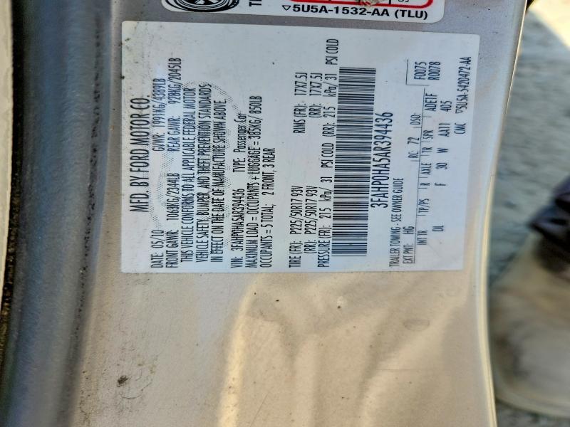 Aukcja sprzedaży 2010 Ford Fusion, vin: 3FAHP0HA5AR394436, numer aukcji: 64102156
