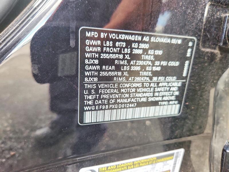 2016 Volkswagen Touareg მანქანა იყიდება აუქციონზე, vin: WVGEF9BPXGD012447, აუქციონის ნომერი: 63898356