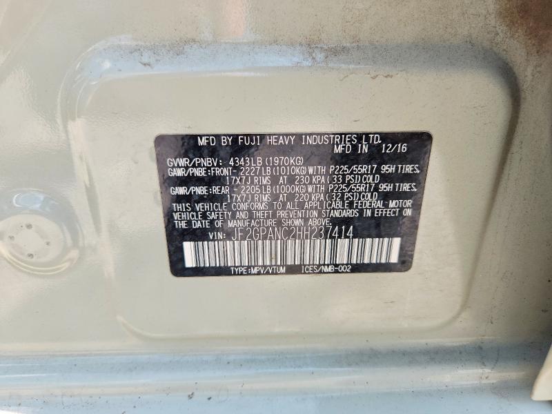 Продаж на аукціоні авто 2017 Subaru Crosstrek, vin: JF2GPANC2HH237414, номер лоту: 63869986