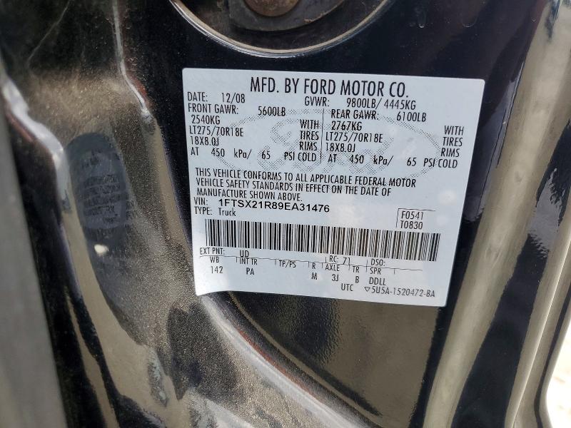 67195746 :رقم المزاد ، 1FTSX21R89EA31476 vin ، 2009 Ford F250 مزاد بيع