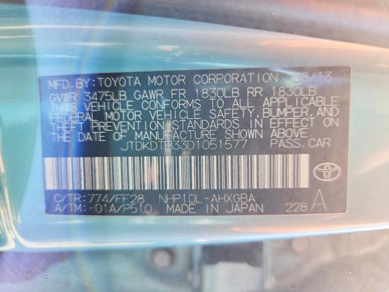 Aukcja sprzedaży 2013 Toyota Prius C, vin: JTDKDTB33D1051577, numer aukcji: 65684606