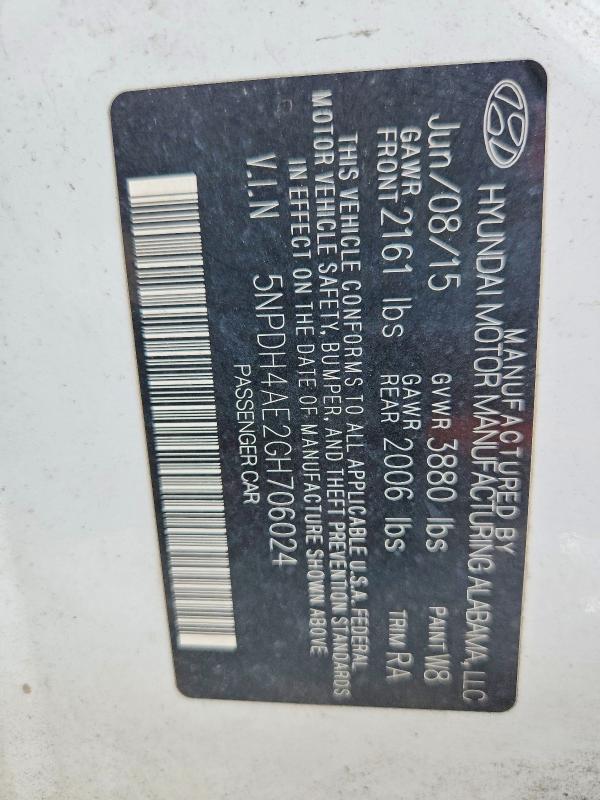 65932636 :رقم المزاد ، 5NPDH4AE2GH706024 vin ، 2016 Hyundai Elantra مزاد بيع