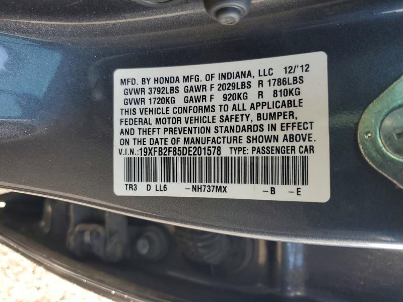 Aukcja sprzedaży 2013 Honda Civic, vin: 19XFB2F85DE201578, numer aukcji: 64434196