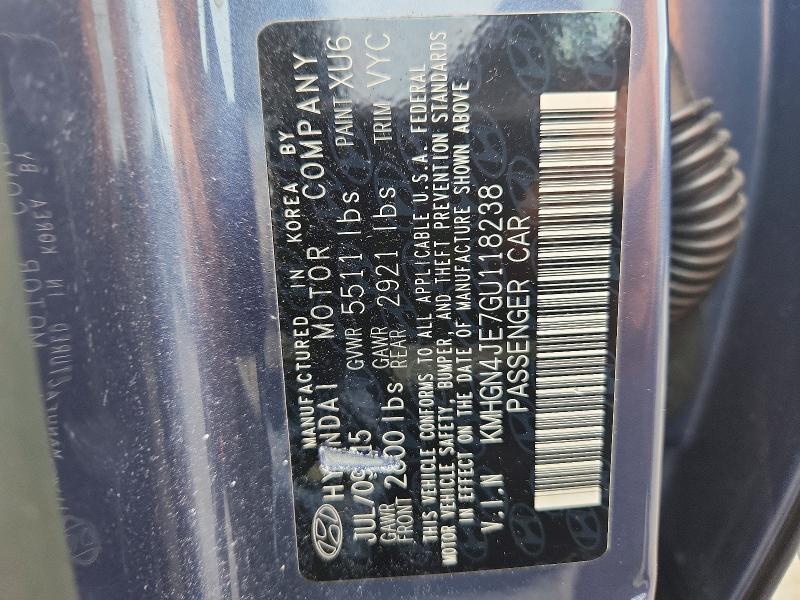 2016 Hyundai Genesis მანქანა იყიდება აუქციონზე, vin: KMHGN4JE7GU118238, აუქციონის ნომერი: 63635676