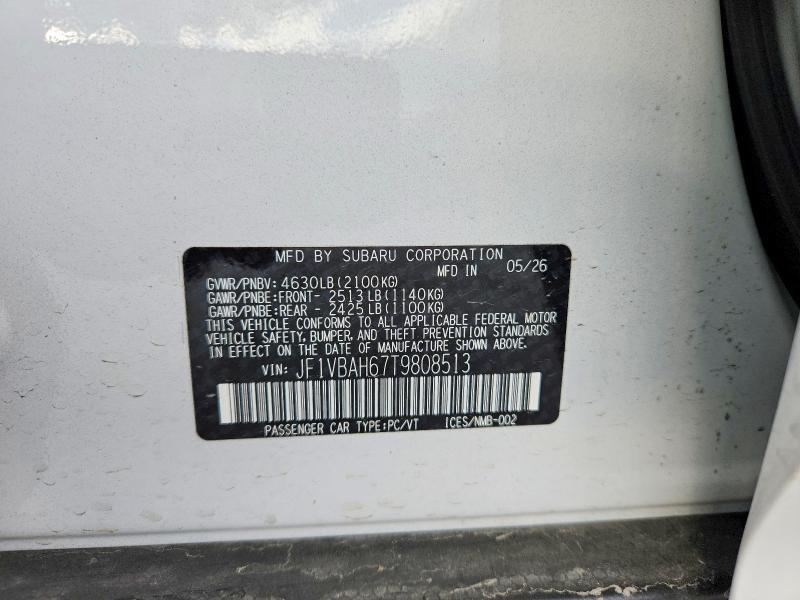 66395356 :رقم المزاد ، JF1VBAH67T9808513 vin ، 2026 Subaru Wrx مزاد بيع