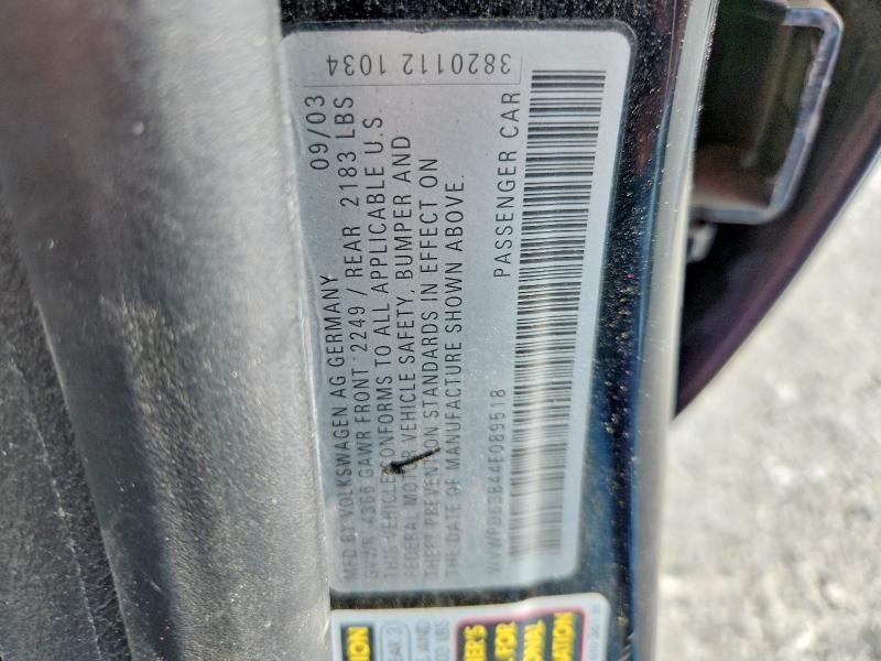 66364186 :رقم المزاد ، WVWPD63B44E089518 vin ، 2004 Volkswagen Passat مزاد بيع