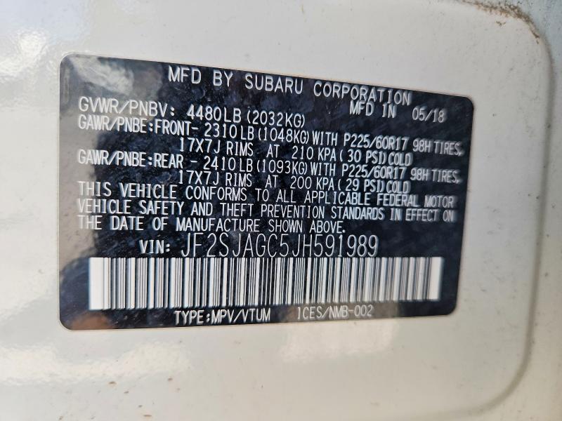 Aukcja sprzedaży 2018 Subaru Forester, vin: JF2SJAGC5JH591989, numer aukcji: 65676386