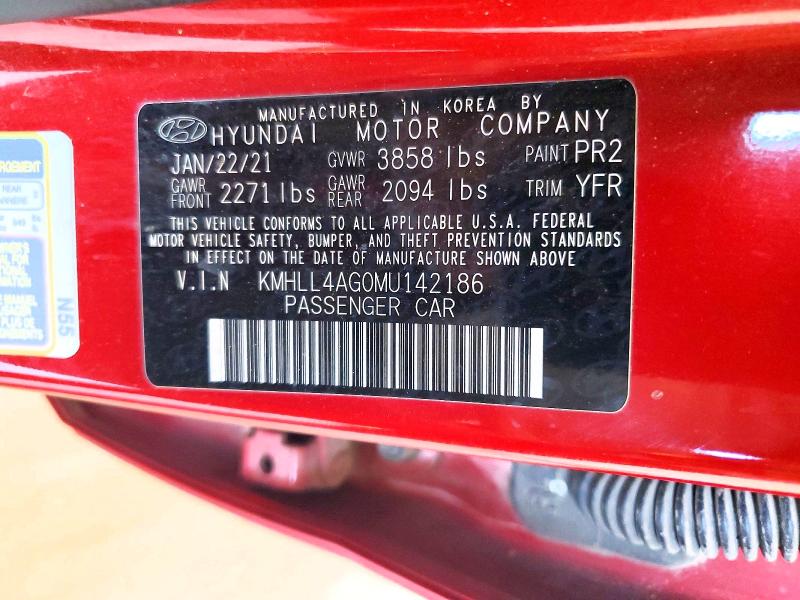 63744346 :رقم المزاد ، KMHLL4AG0MU142186 vin ، 2021 Hyundai Elantra مزاد بيع