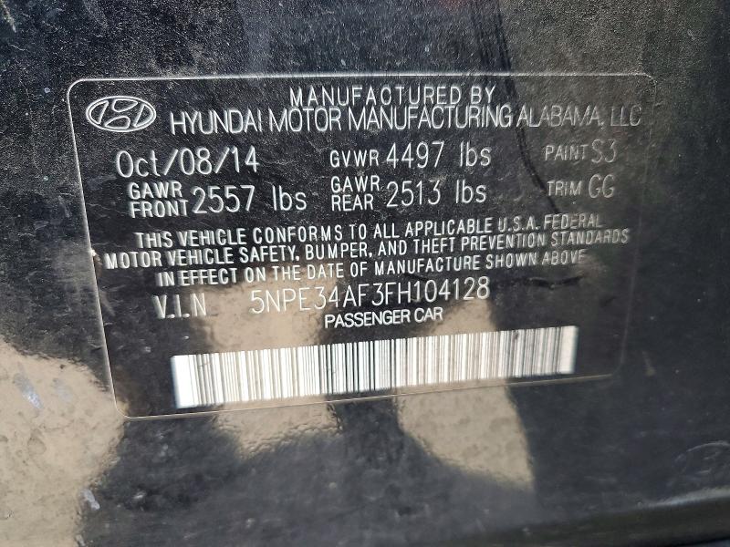 2015 Hyundai Sonata მანქანა იყიდება აუქციონზე, vin: 5NPE34AF3FH104128, აუქციონის ნომერი: 62883506