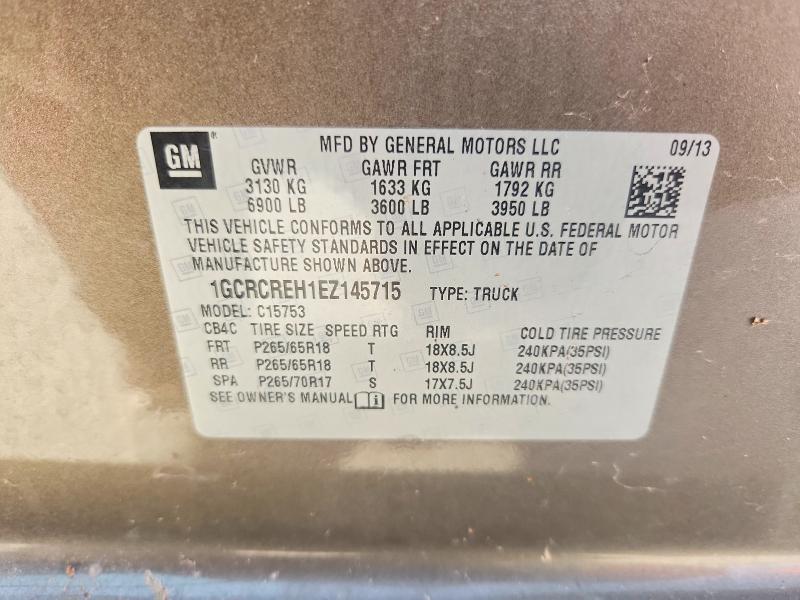 64152186 :رقم المزاد ، 1GCRCREH1EZ145715 vin ، 2014 Chevrolet Silverado مزاد بيع