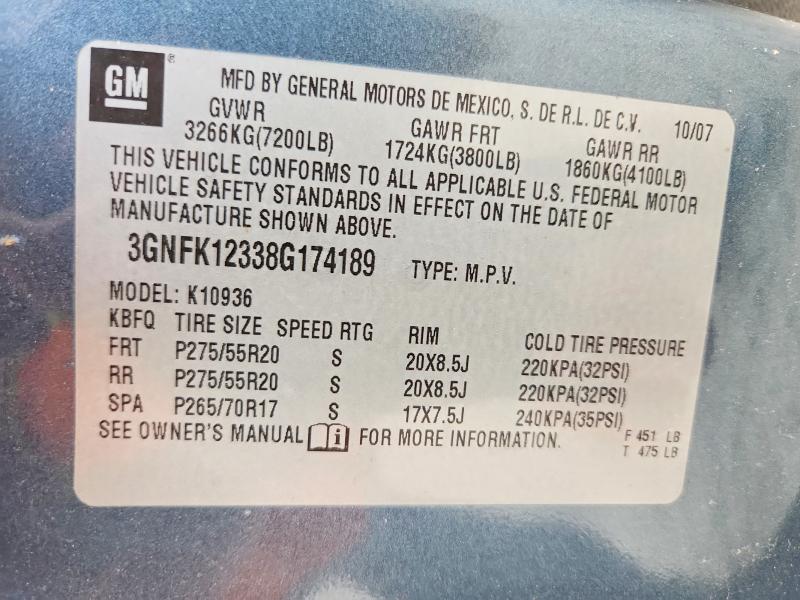 Продаж на аукціоні авто 2008 Chevrolet Avalanche, vin: 3GNFK12338G174189, номер лоту: 65902396
