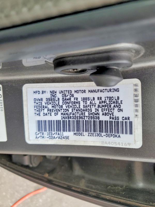 2006 Toyota Corolla მანქანა იყიდება აუქციონზე, vin: 1NXBR32E96Z729538, აუქციონის ნომერი: 63224896