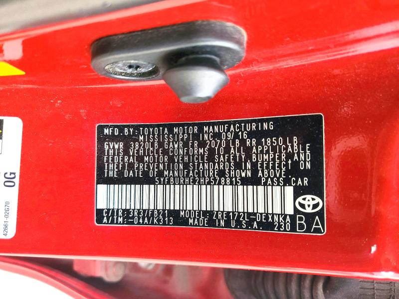 67435976 :رقم المزاد ، 5YFBURHE2HP578815 vin ، 2017 Toyota Corolla مزاد بيع