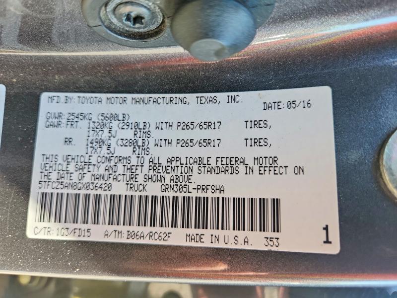 Aukcja sprzedaży 2016 Toyota Tacoma, vin: 5TFCZ5AN8GX036420, numer aukcji: 64231296