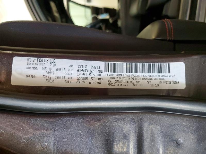 Aukcja sprzedaży 2018 Dodge Durango, vin: 1C4RDJDG3JC483038, numer aukcji: 66529026