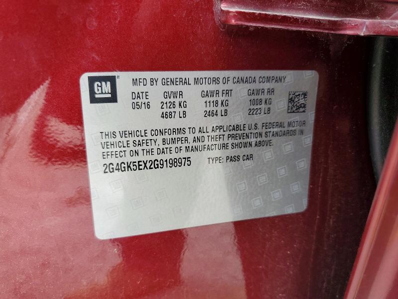 64493996 :رقم المزاد ، 2G4GK5EX2G9198975 vin ، 2016 Buick Regal مزاد بيع