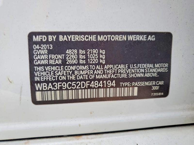 Aukcja sprzedaży 2013 Bmw Activehybrid 3, vin: WBA3F9C52DF484194, numer aukcji: 66989856