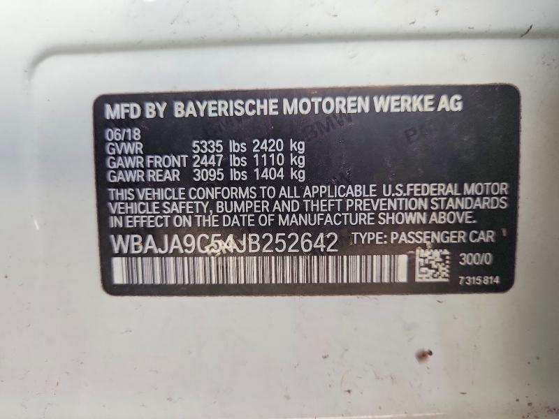 Продажа на аукционе авто 2018 Bmw 530e, vin: WBAJA9C54JB252642, номер лота: 65010986