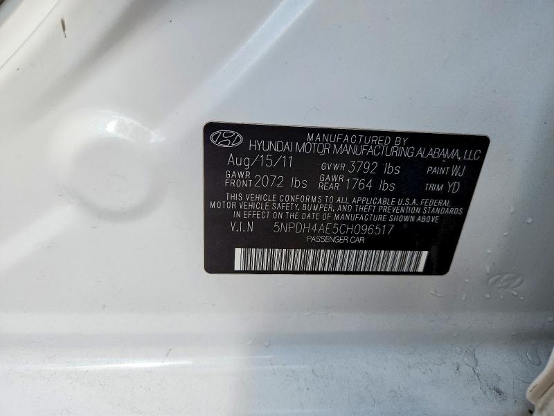 66445196 :رقم المزاد ، 5NPDH4AE5CH096517 vin ، 2012 Hyundai Elantra مزاد بيع