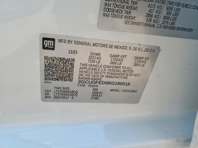 64943216 :رقم المزاد ، 3GCUDFED5RG190018 vin ، 2024 Chevrolet Silverado مزاد بيع
