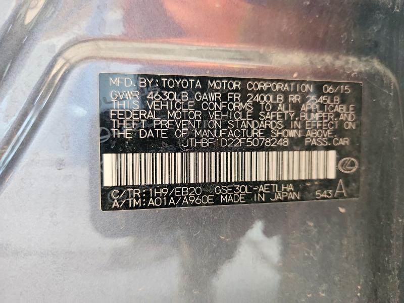 Aukcja sprzedaży 2015 Lexus Is, vin: JTHBF1D22F5078248, numer aukcji: 64328576
