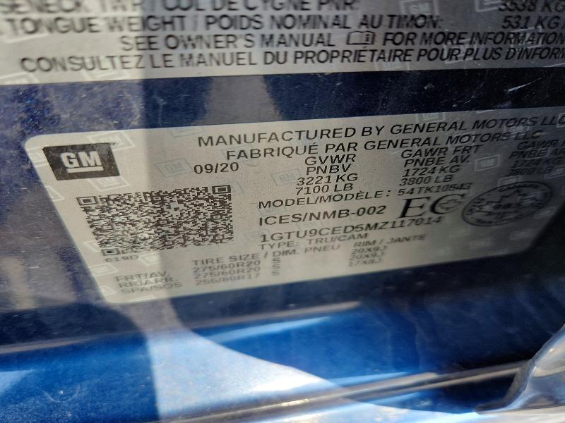 Aukcja sprzedaży 2021 Gmc Sierra, vin: 1GTU9CED5MZ117014, numer aukcji: 64388466