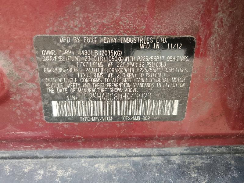Aukcja sprzedaży 2013 Subaru Forester, vin: JF2SHADC8DH443923, numer aukcji: 66346236