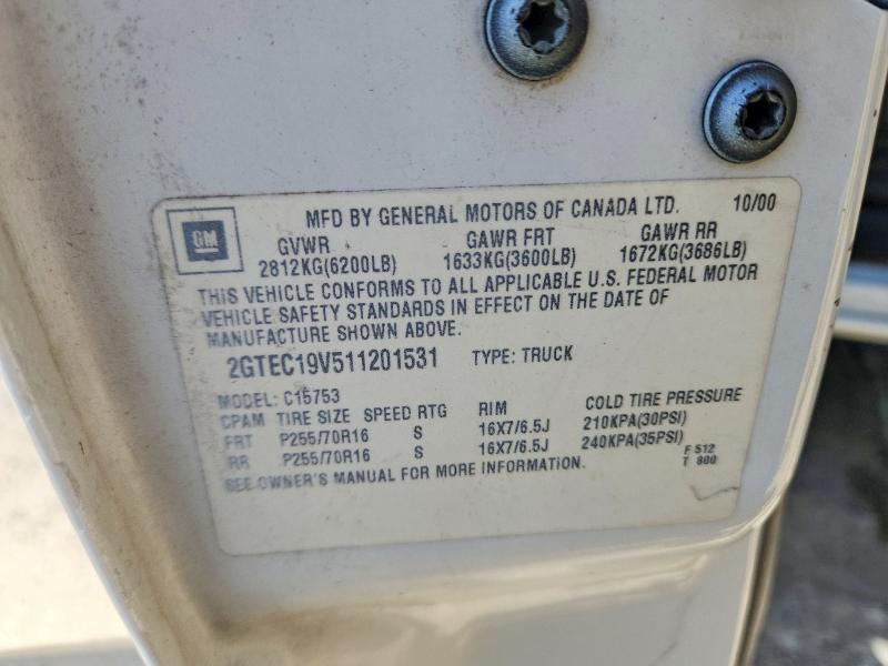 2001 Gmc New Sierra მანქანა იყიდება აუქციონზე, vin: 2GTEC19V511201531, აუქციონის ნომერი: 64856706