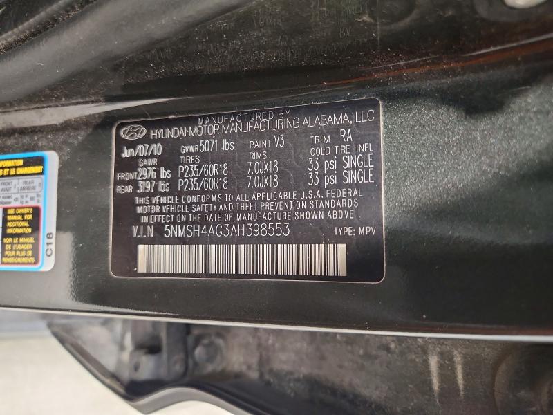 Продажа на аукционе авто 2010 Hyundai Santa Fe, vin: 5NMSH4AG3AH398553, номер лота: 62849456