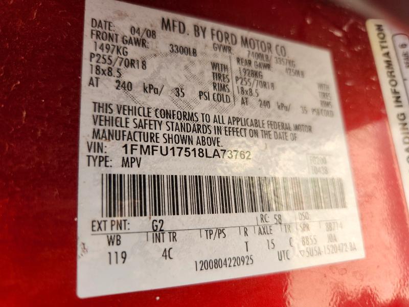 Продаж на аукціоні авто 2008 Ford Expedition, vin: 1FMFU17518LA73762, номер лоту: 65499426