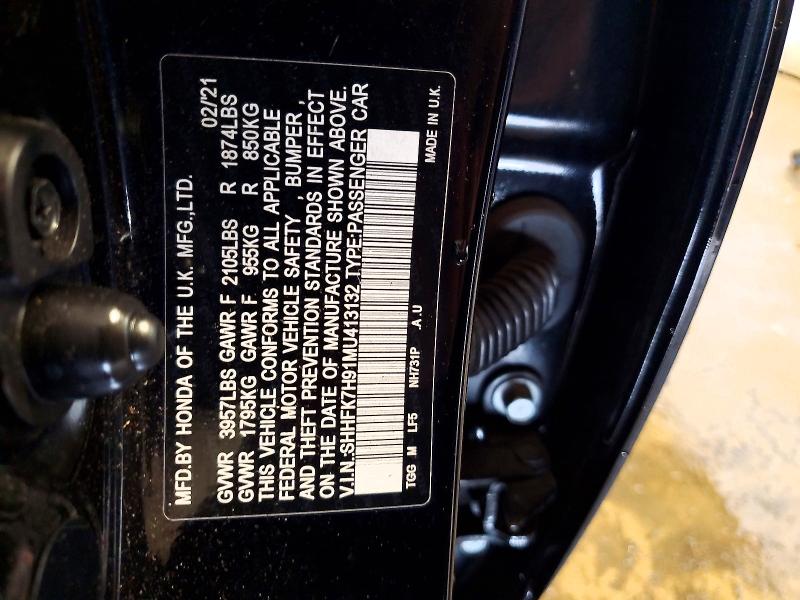66371536 :رقم المزاد ، SHHFK7H91MU413132 vin ، 2021 Honda Civic مزاد بيع