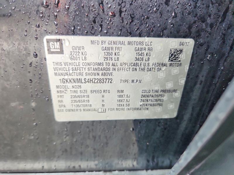 62920186 :رقم المزاد ، 1GKKNMLS4HZ283772 vin ، 2017 Gmc Acadia مزاد بيع
