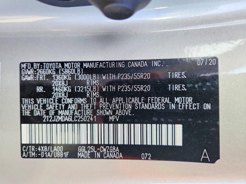 Продажа на аукционе авто 2020 Lexus Rx, vin: 2T2JZMDA6LC250241, номер лота: 65316356